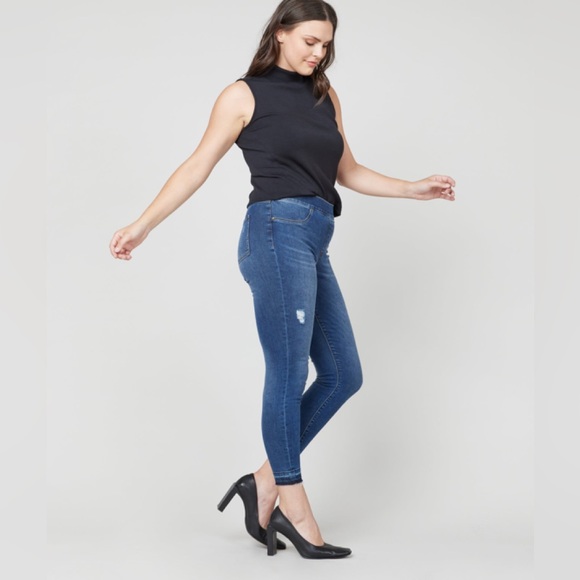SPANX Distressed Ankle Skinny Jeans, Medium Wash XL - Picture 3 of 16